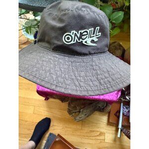 ONeill Reversible Bucket Outdoor Fishiing Beach Hat Brown & Cream READ SEE